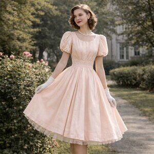 🌸 1950s Jr. Flair “Sportlane” Ballet Blush Dress 🌸